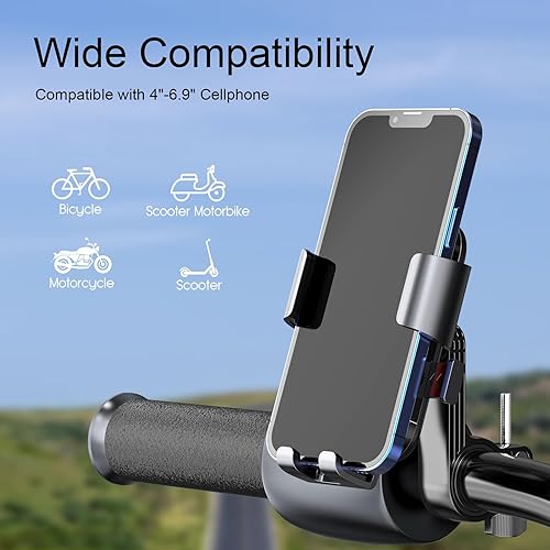 Miniatura 3 de Soporte para teléfono de bicicleta, operación con una mano y soporte giratorio de 360 para motocicleta y ATV scooter, compatible con iPhone, Samsung