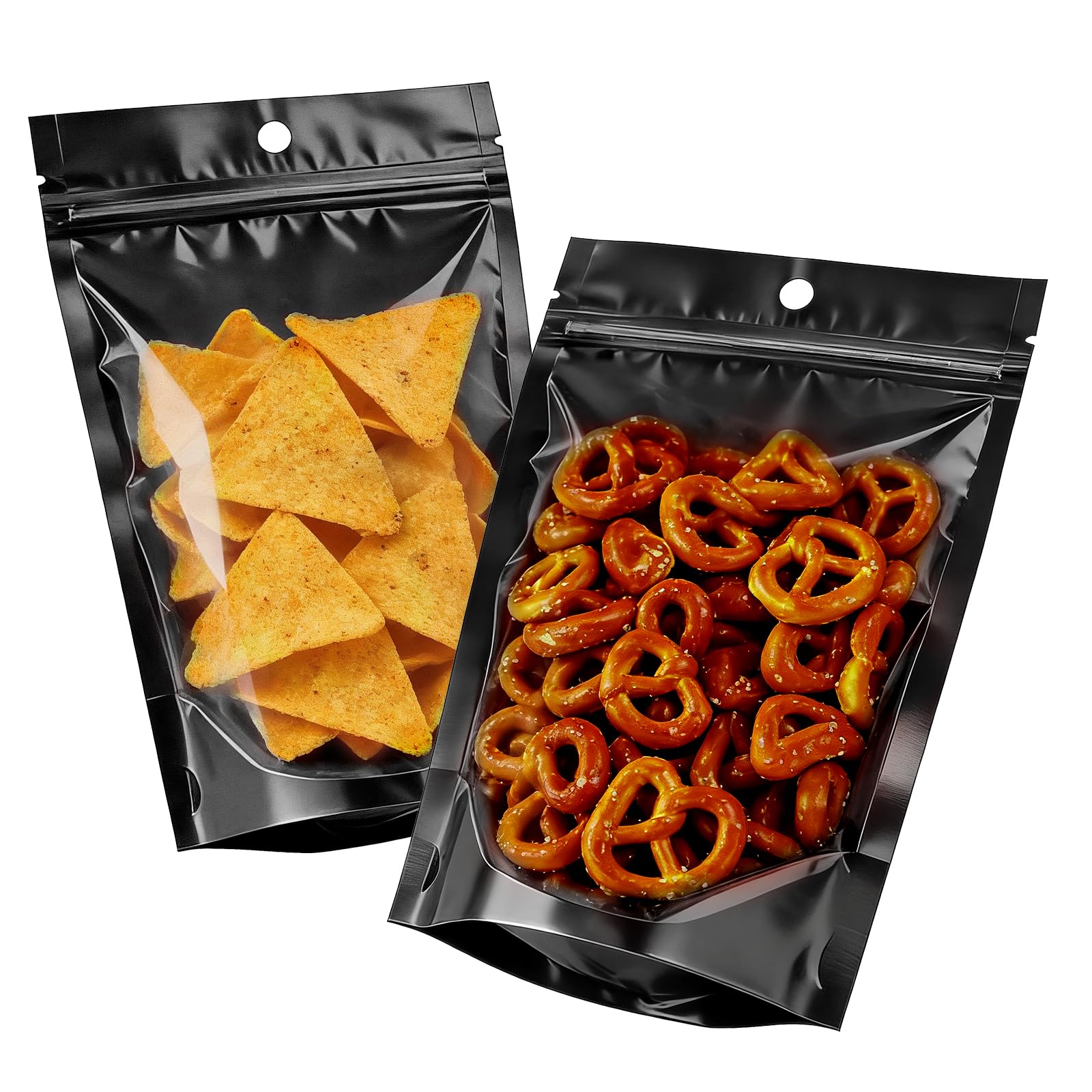 View 1 of 100pcs 4"x6" Mylar Bags for Food Storage,Smell Proof Bag with Window Resealable?Stand-up Foil Pouch Packaging Freeze Dried Candy Bag Food Storage Bags for Small Business (Black)