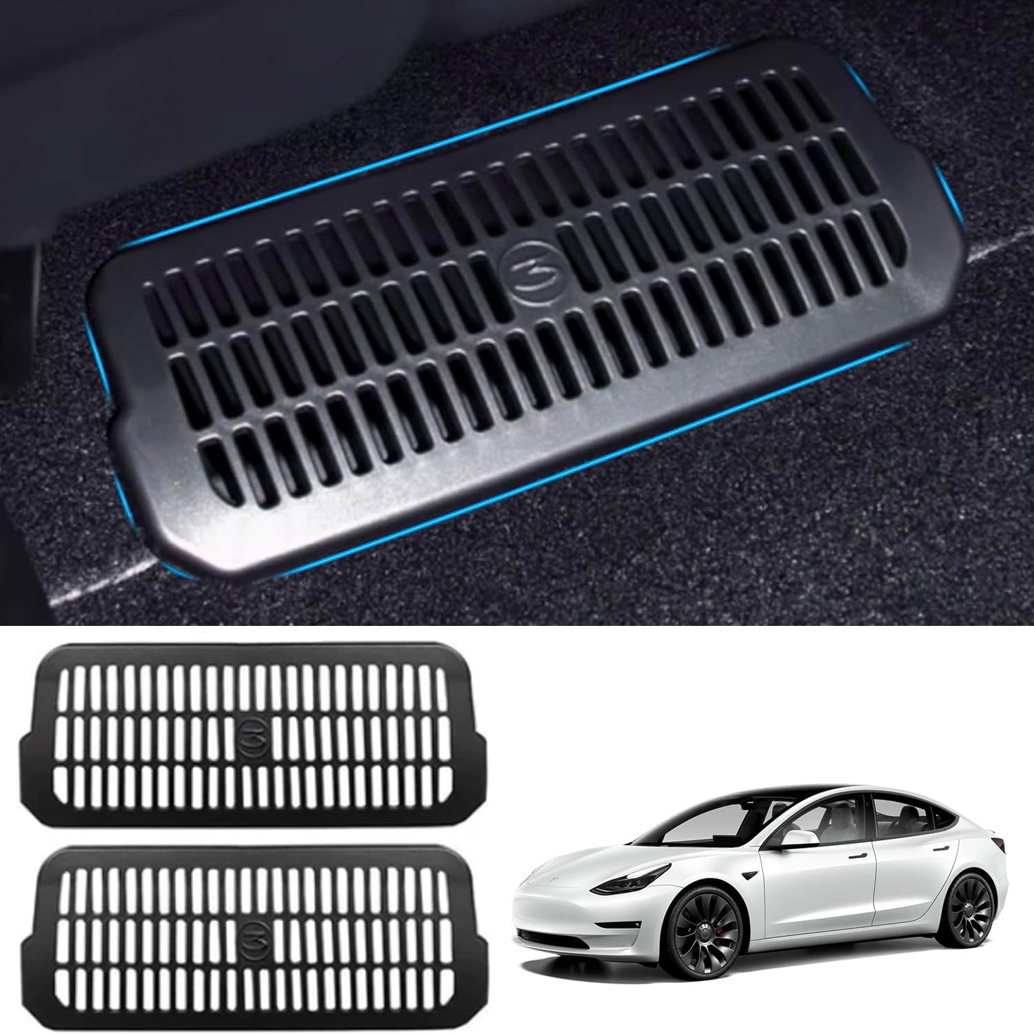 Pokrowiec ochronny na tylne siedzenie do Tesla Model 3 2024 2025 Highland Premium ochrona do pojazdów wentylacyjnych na tylnym siedzeniu, instalacja zatrzaskowa, zestaw ochraniaczy kratki