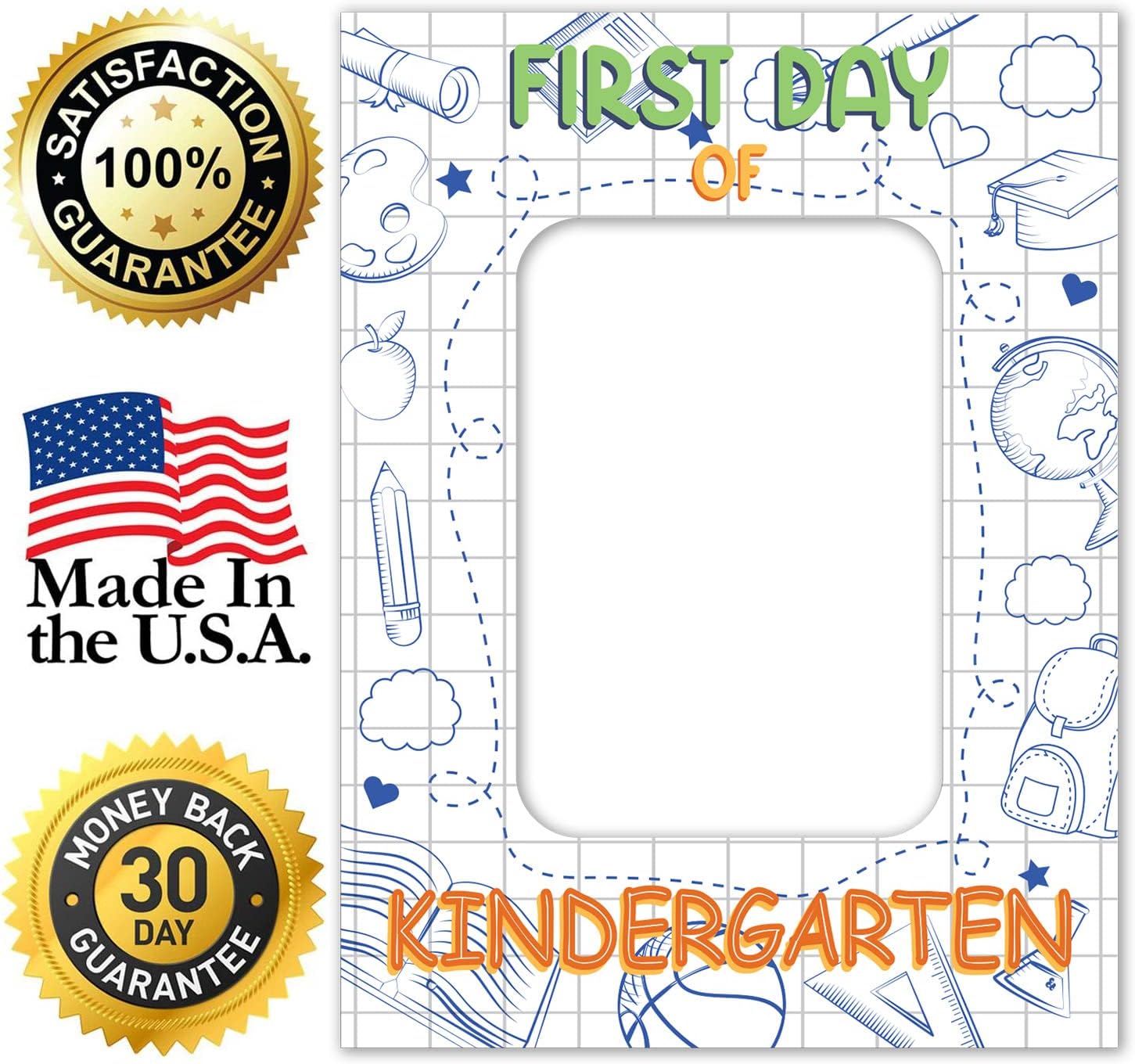 Soul Décor Back to School Photo Prop Board, Picture Frame First Day of Kindergarten, Cute and Creative First Day of School Picture Idea, Cut Out Board Sign, Coro Plastic, Made in The USA