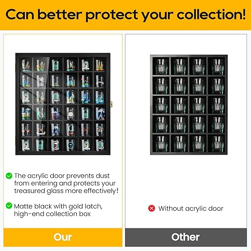 Miniatura 2 de TJ.MOREE Vitrina de cristal con 36 ranuras para montaje en pared con puerta con cerradura, color negro