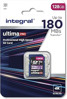 Integral 128GB SD Card 4K Video Read Speed 180MB/s and Write Speed 90MB/s SDXC V30 U3 180-V30 Our Fastest Ever High Speed SD Memory Card