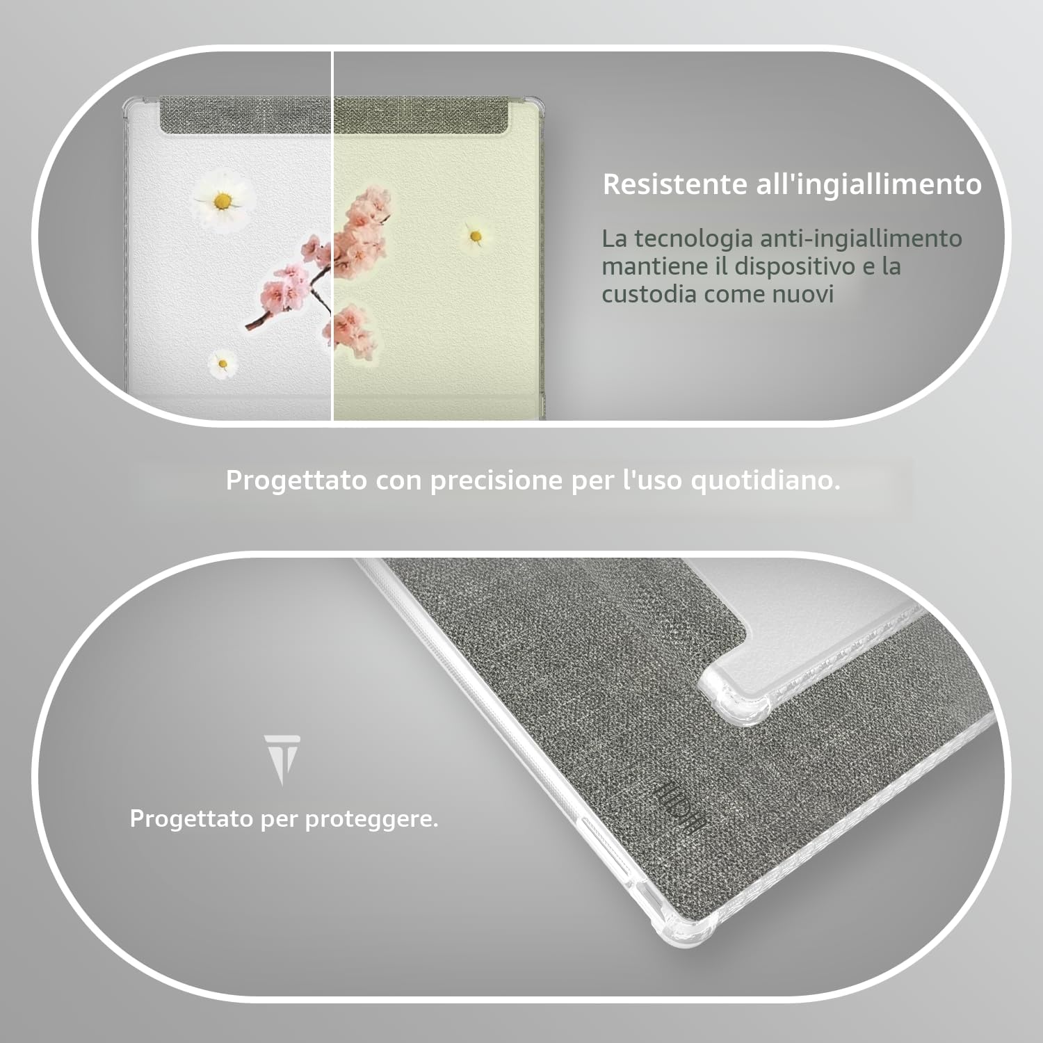 TUDIA SKN FLIP Progettato per Custodia Onyx Boox Go 7 / Color 7 (Gen I 2024 / Gen II 2025 / Gen 2) [Tecnologia Avanzata di Auto Sveglia/Sonno] Cover Trifold da 7" in Pelle TPU Antiurto (Grigio)
