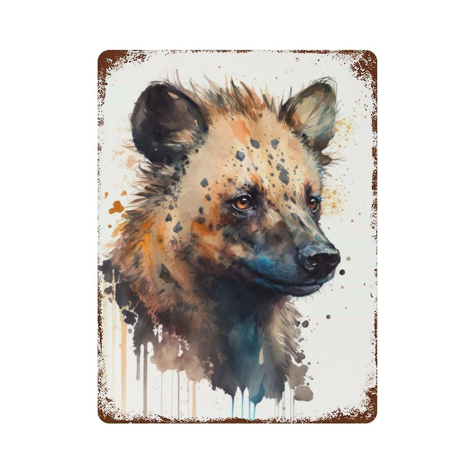A Hyena in Watercolor Retro Metal Sign 15.7"x11.8", Vintage Wall Decor for Garage, Pub Or Kitchen