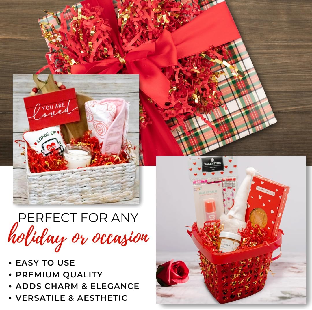 MagicWater Supply - 2 oz - Red & Gold - Crinkle Cut Paper Shred Filler great for Gift Wrapping, Basket Filling, Birthdays, Weddings, Anniversaries - Image 2