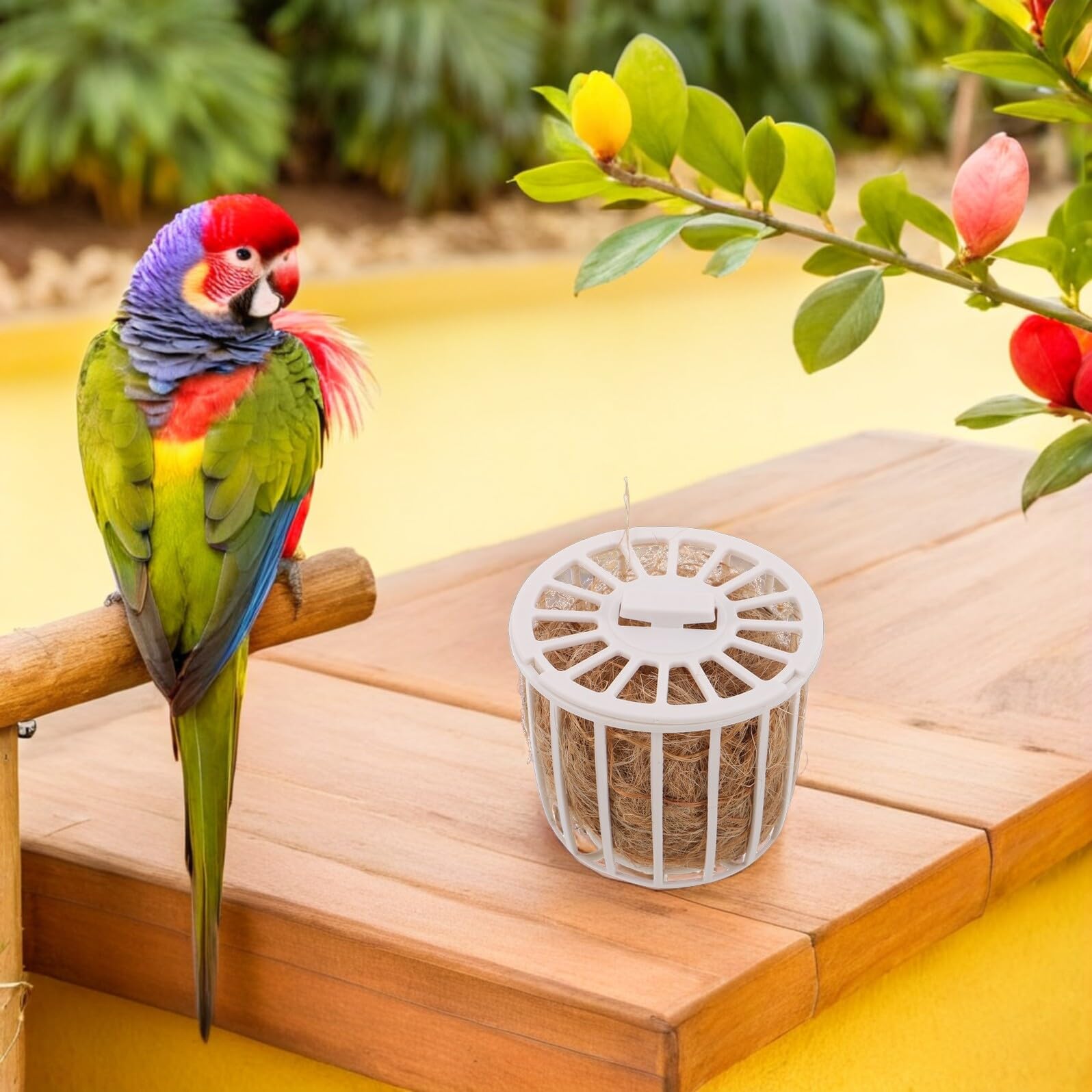 BESPORTBLE Nid de Reproduction Naturel en Jute avec Panier de Rangement Matériaux de Nidification pour Canaris Perruches et Pinsons Litière Confortable et Hygiénique pour Cage D’Oiseaux