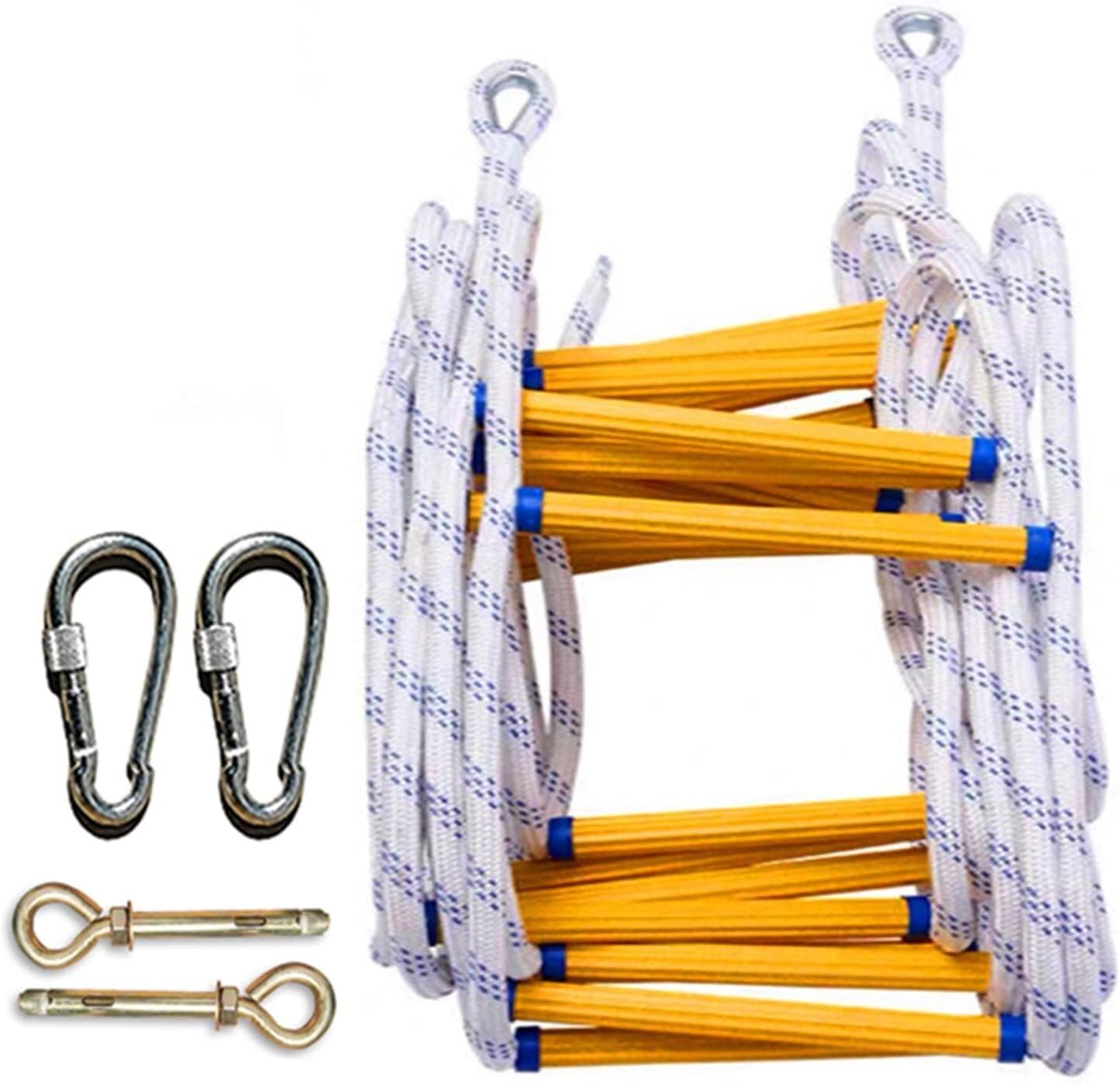 Portable Rope Ladder With Hook And Loop, Flame-retardant Emergency Fire Escape, And Reusable Nylon(49FT/15M)