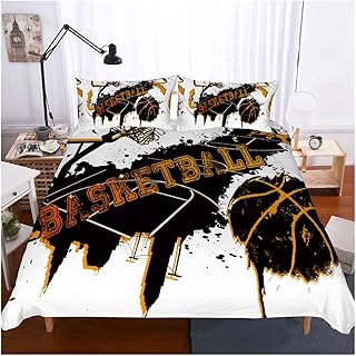 Basketball Bedding Set Twin Size,3D Sports Basketball Duvet Cover Set 2 Piece (1 Duvet Cover 1 Pillowcases) Basketball Bedspread for Kids