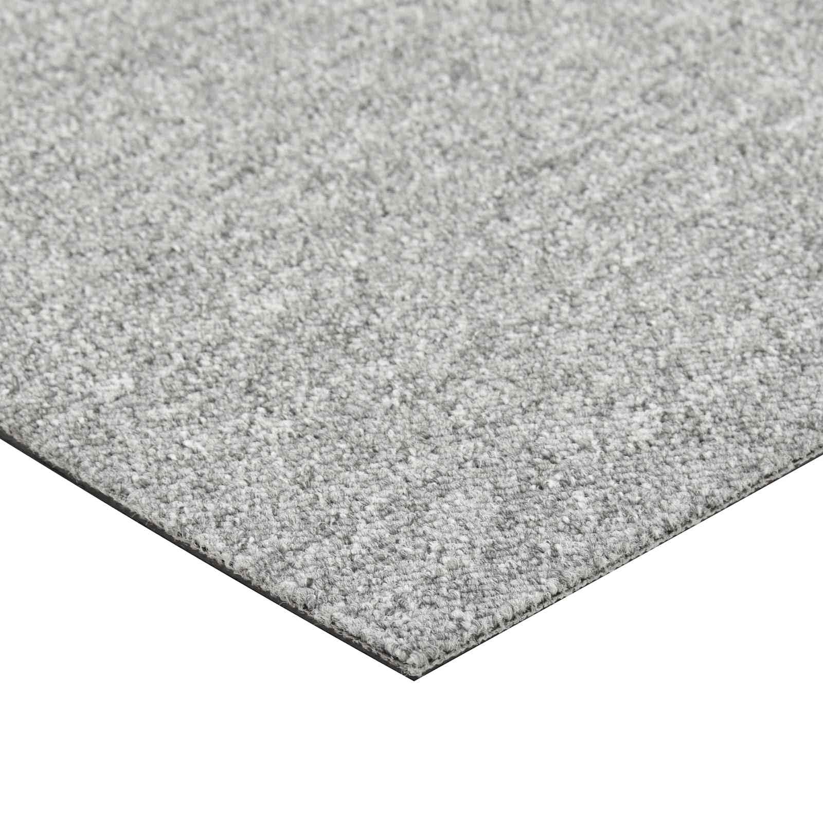 Teppichfliesen Set 20 Stück Hellgrau - 50x50 cm Teppichboden Quadratisch Modul Teppich Fliesen für Innenbereich, Nadelfilz Teppichmatten Auslegeware Büro Wohnzimmer Bodenbelag