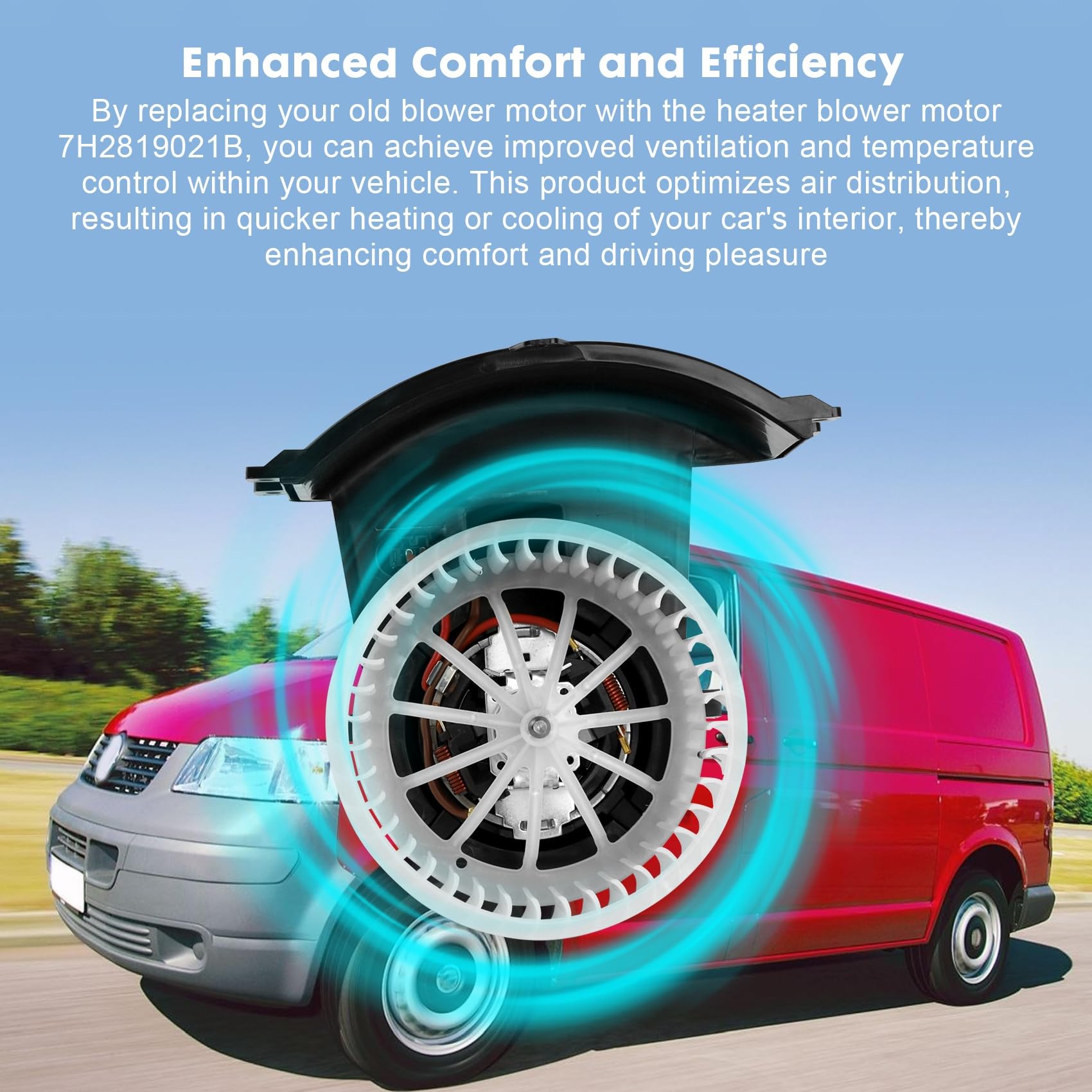 Ventilador de motor del calentador 7H2819021B 7H2819021D compatible con Transporter T5 1.9 2.0 2.5 TDi 2003-2015