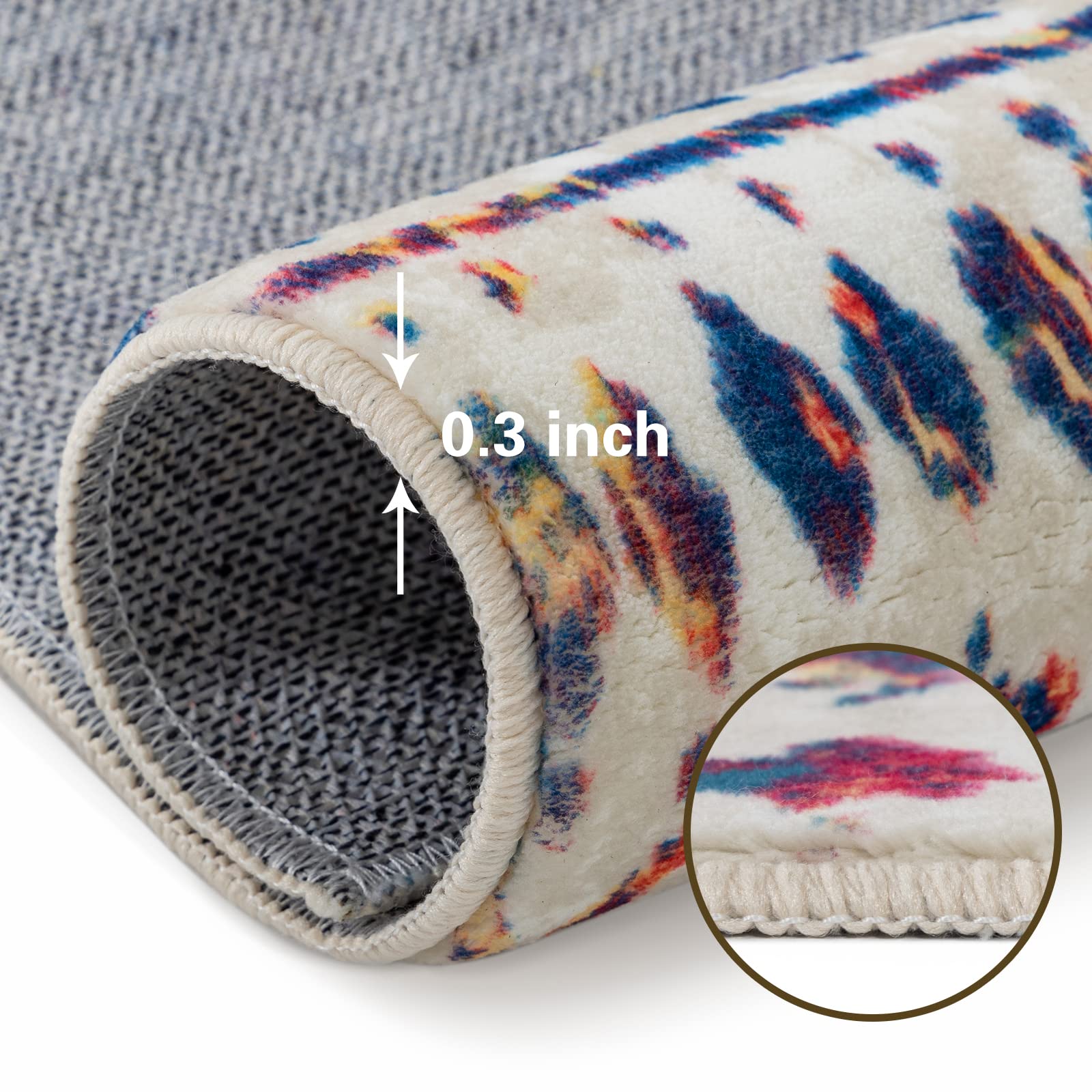 Carvapet Tapis de Couloir 60x240cm Antidérapant Tapis de Passage Long Tapis de Cuisine Lavable Doux Microfibre Géométrique Tapis de Sol(Multicolore)