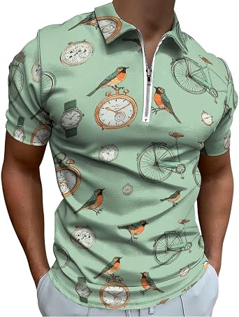 Men Short Sleeve Golf Shirt Athletic Tops Casual Polo Summer Slim Fit Workout Wear