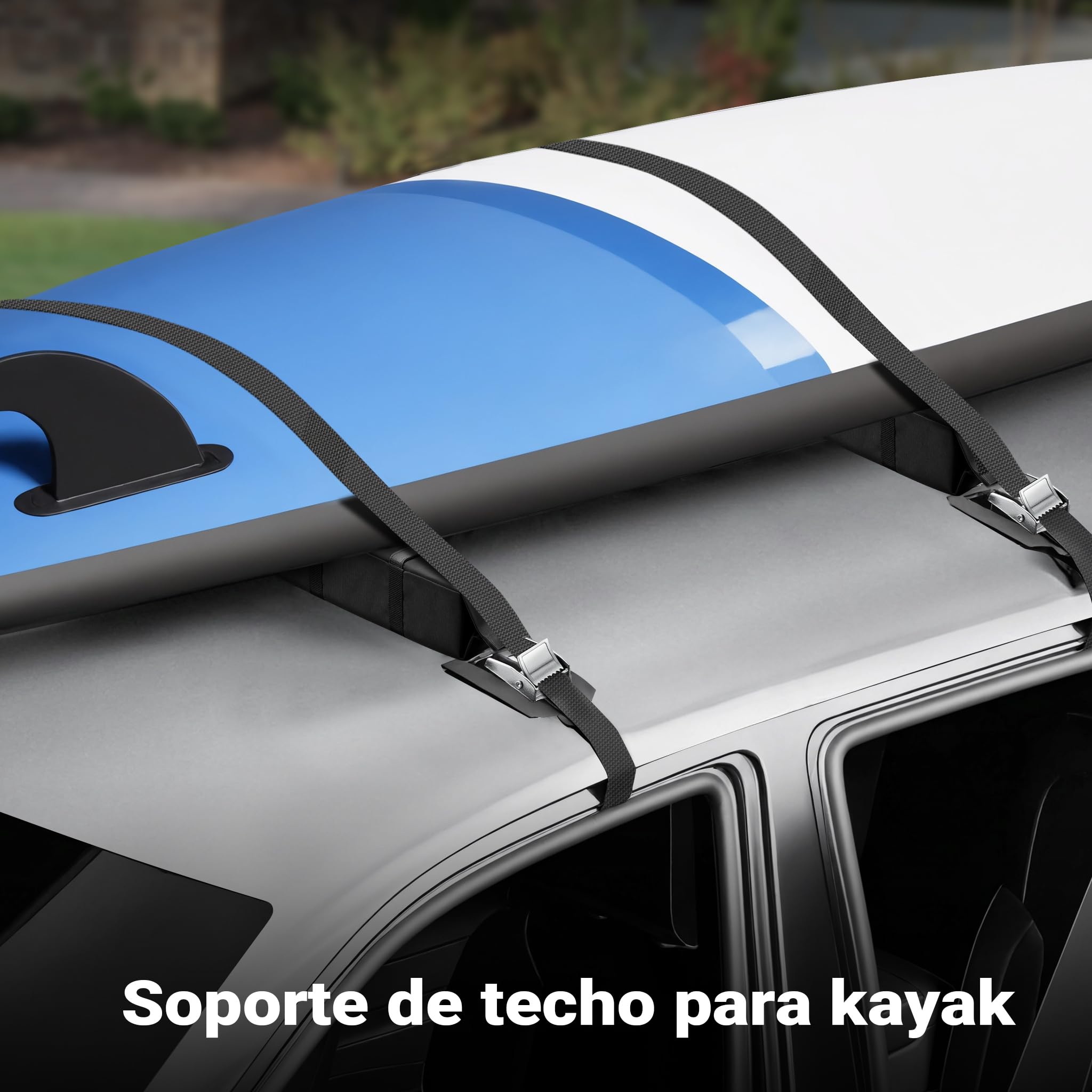 WilTec Set Barras de Techo portaequipajes acojinadas bacas Blandas Porta Kayak para Coche