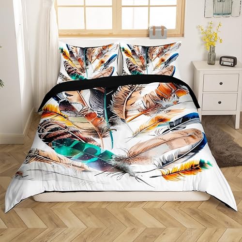 Miniatura 10 de Erosebridal Juego de funda de edredón con estampado de pavo real para niños, tamaño individual, lindo tema de animales, para adultos, adolescentes,