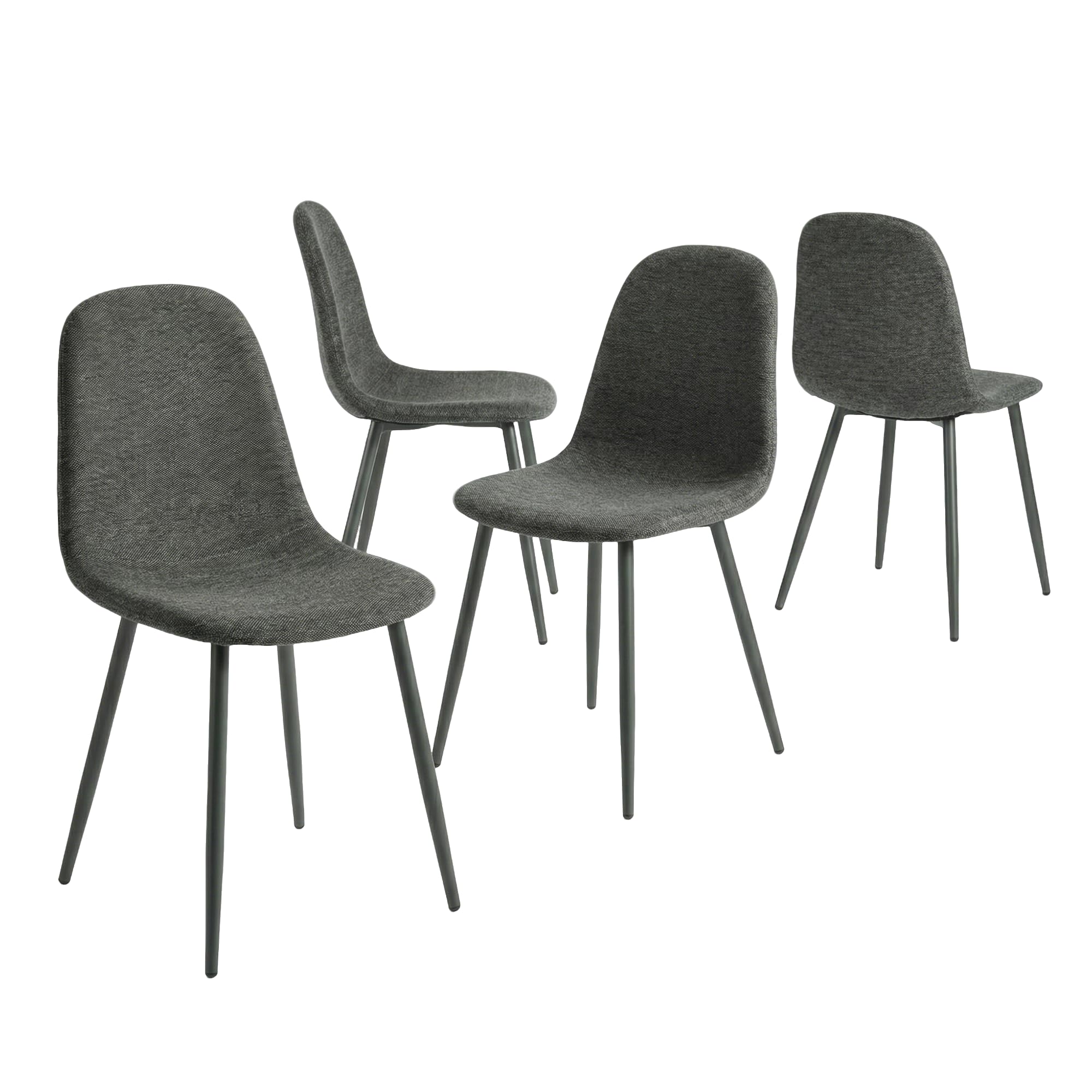 MEUBLE Cosy Esszimmerstühle 4er Set Küchenstuhl Polsterstuhl Wohnzimmerstuhl Skandinavisch mit Rückenlehne, Sitzfläche aus Stoff, Metallbeine, Grau