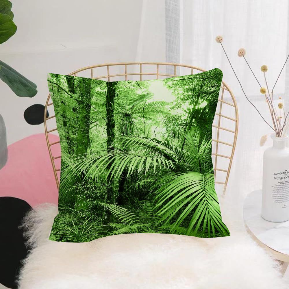 HYOSXW Cushion Cover,Throw Pillow Case Home Decorative for Living Room Bedroom Sofa Chair 16X16 Inch,Rainforest Palm Trees and Exotic Plants in Tropical Jungle Wild Nature,Pillowcase 40X40cm