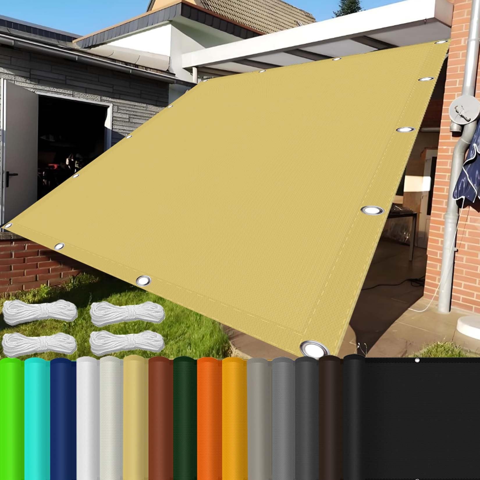 Voile ombrage 190x390cm bâche extérieure résistante jaune sable