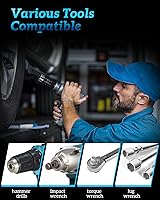 Vista 7 de Locking Lug Nut Removal Tool-6 Pieces Deep Lug Nut Extractor Set,Stripped Lug Nut Remover 1/2" Drive,17/19/ 21/ 22MM Wheel Lock Removal Kit for