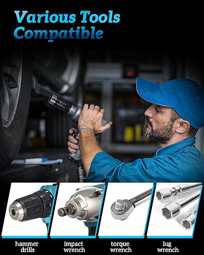 Miniatura 7 de Herramienta de extracción de tuercas de bloqueo - Juego de 6 piezas de extractor de tuercas de llanta profunda, removedor de tuercas de llanta