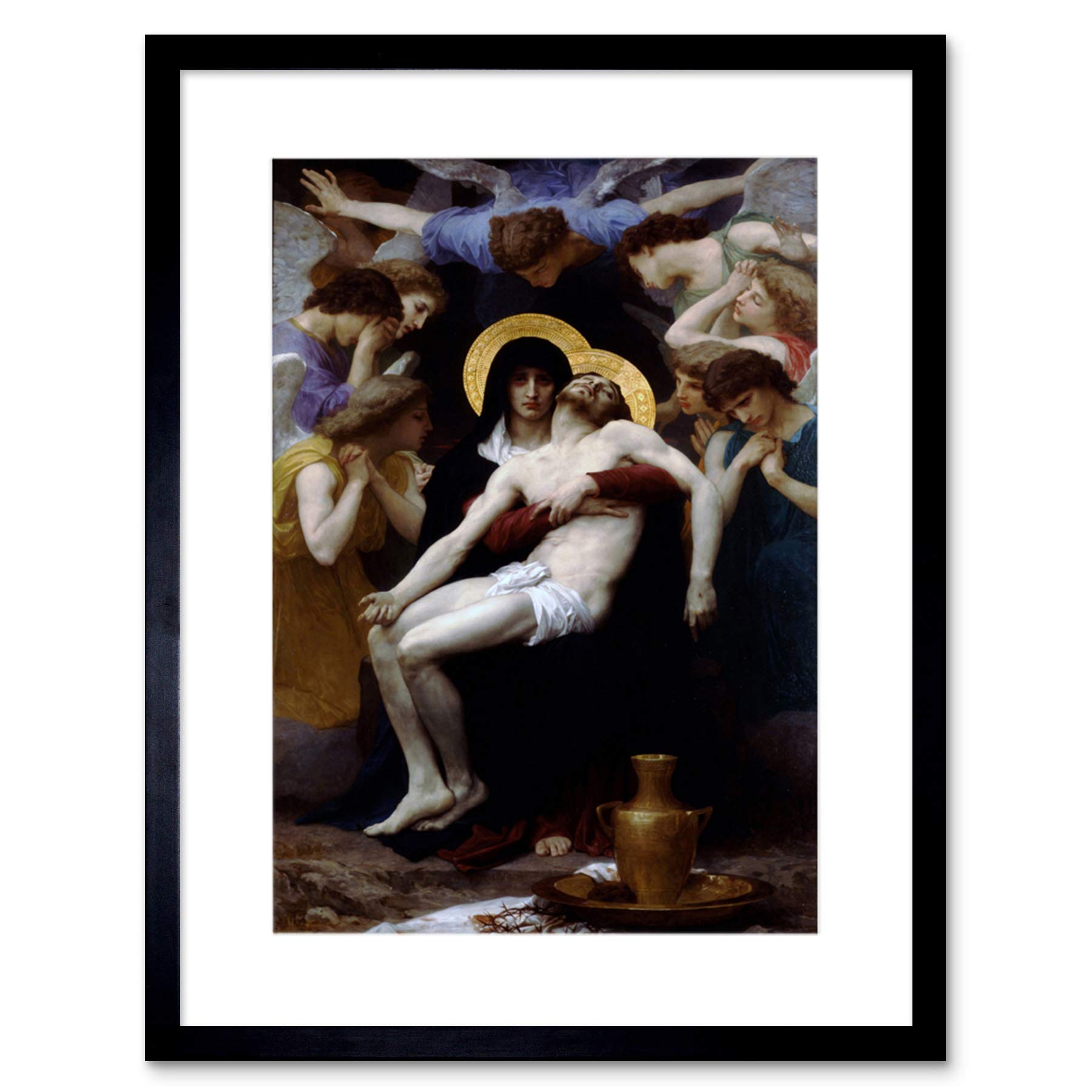 Wee Blue Coo WILLIAM ADOLPHE BOUGUEREAU PIETA OLD MASTER BLACK FRAMED ART PRINT B12X2304