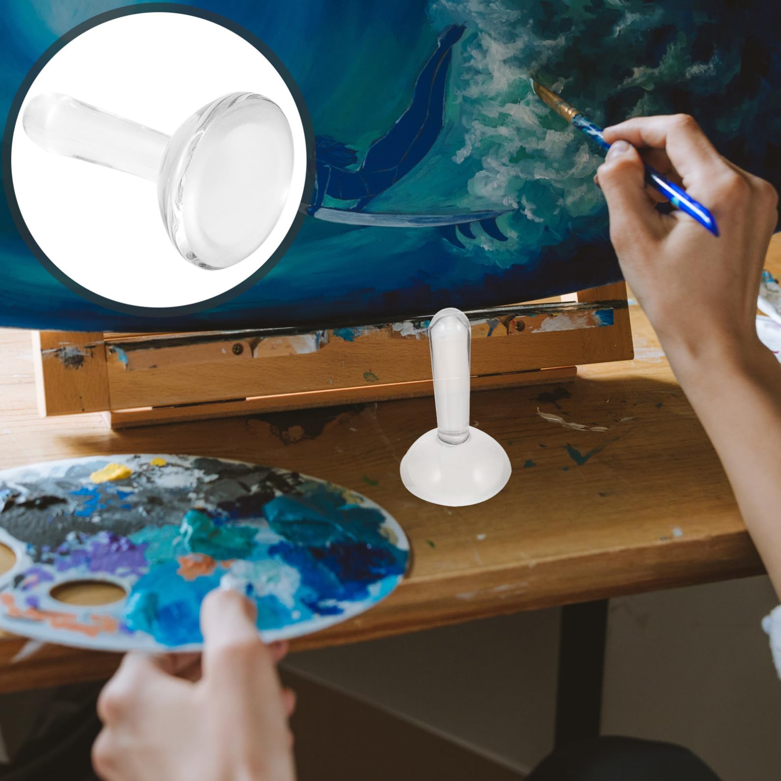 Pilon en Verre Manche Ergonomique Léger, Outil de Broyage Artisanal pour Peinture à l'huile et Pigments Naturels pour Usage Domestique