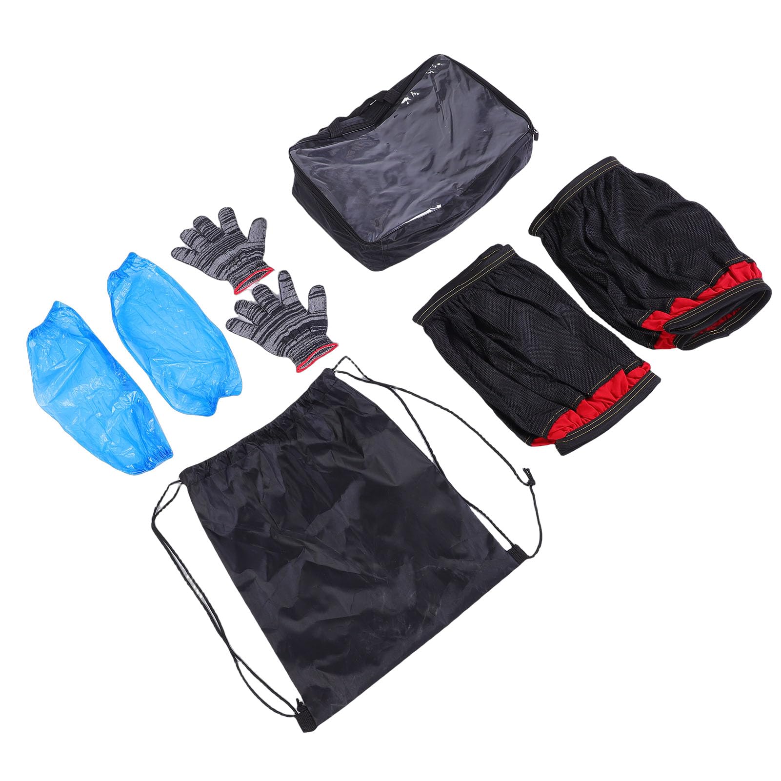 Reifensocken, hohe Traktion, langlebig, verschleißfest, rutschfest, für Autos, SUVs, Wohnmobile, Pickups, Schwarz, Rot, 2er-Set mit Handschuhen, Schutzhüllen, Aufbewahrungstasche