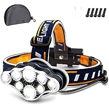 Rechargeable Headlamp, 8 LED Headlamp Flashlight 18000 Lumen 8 Modes with White Red Lights USB Cable, Waterproof Head Lamp for Outdoor Camping Cycling Running Fishing