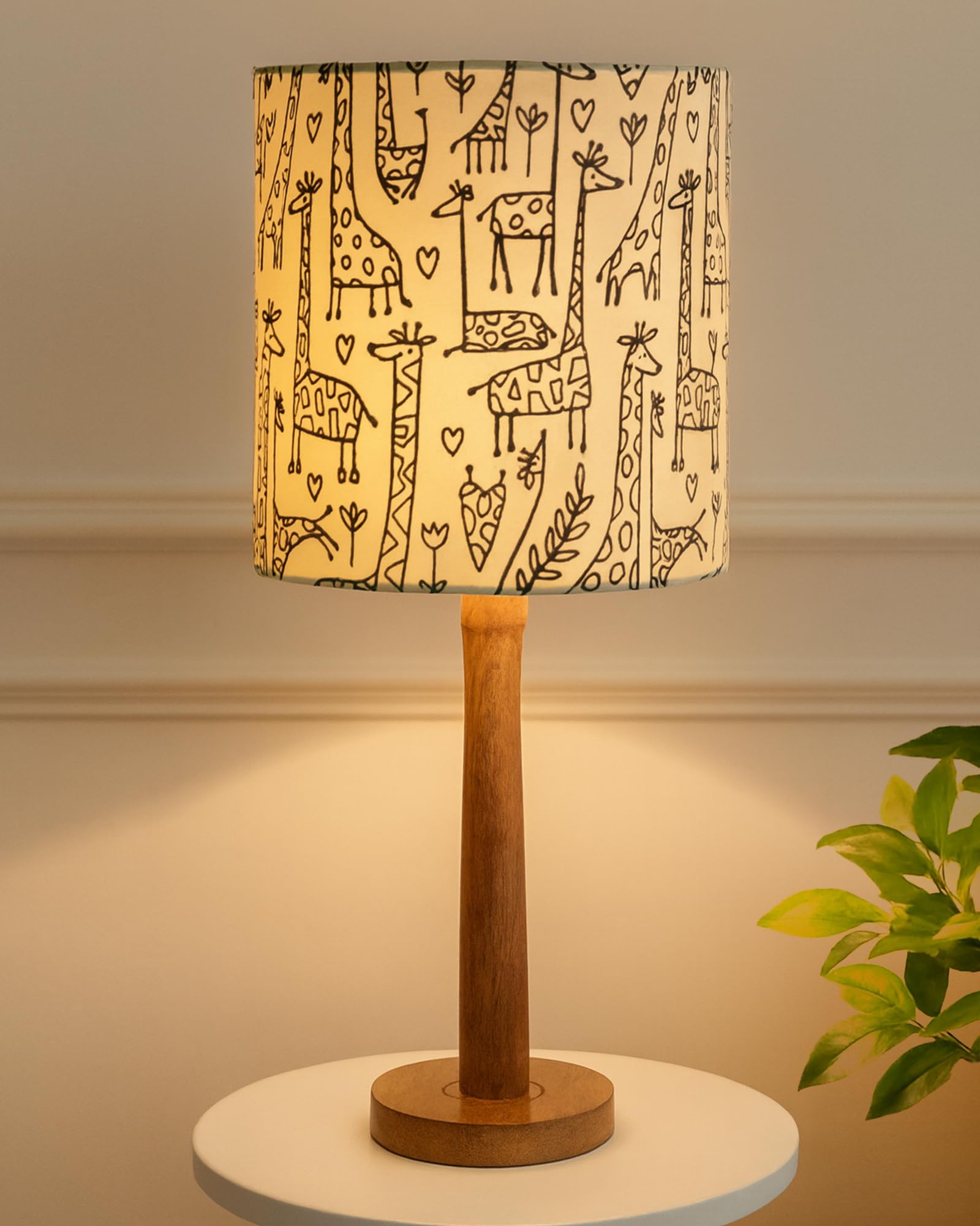 Homesake Modern Stick Incandescent Table Lamp, Wooden Base Modern Fabric Lampshade For Home Office Cafe Restaurant, Nordic (Savanna)