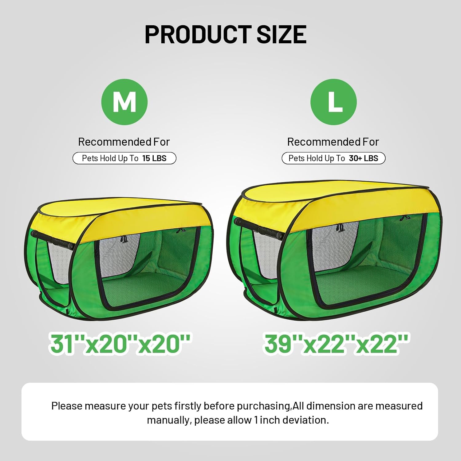 Cat Dog Playpen, Puppy Kitten Pet Playpen Indoor/Outdoor,Portable Soft Pop Up Dog Kennel Crate with Zipper Cover Door/Carrying Case