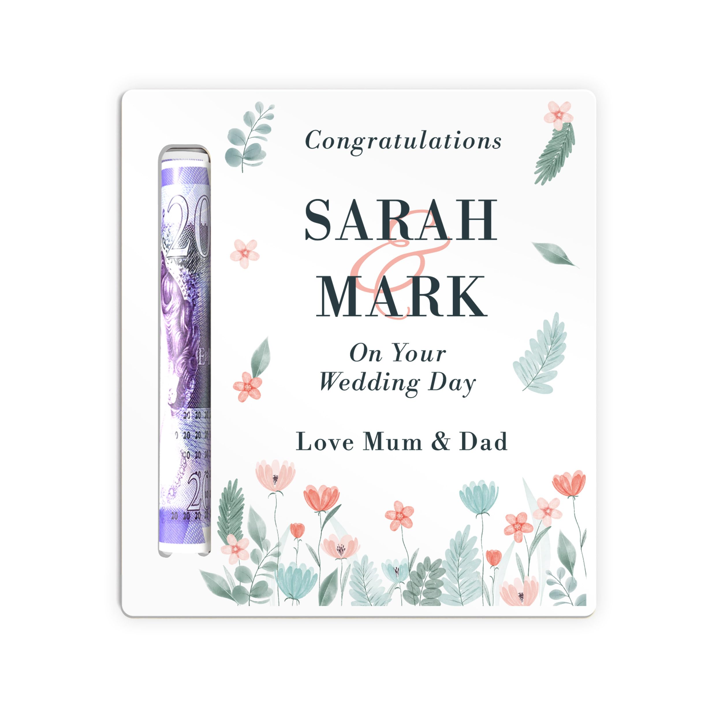 Beecreative Personalised Wedding Gifts For Couple - Wedding Money Gift - Wedding Day Congratulations - Wedding Cash - Wedding Gift Under 10