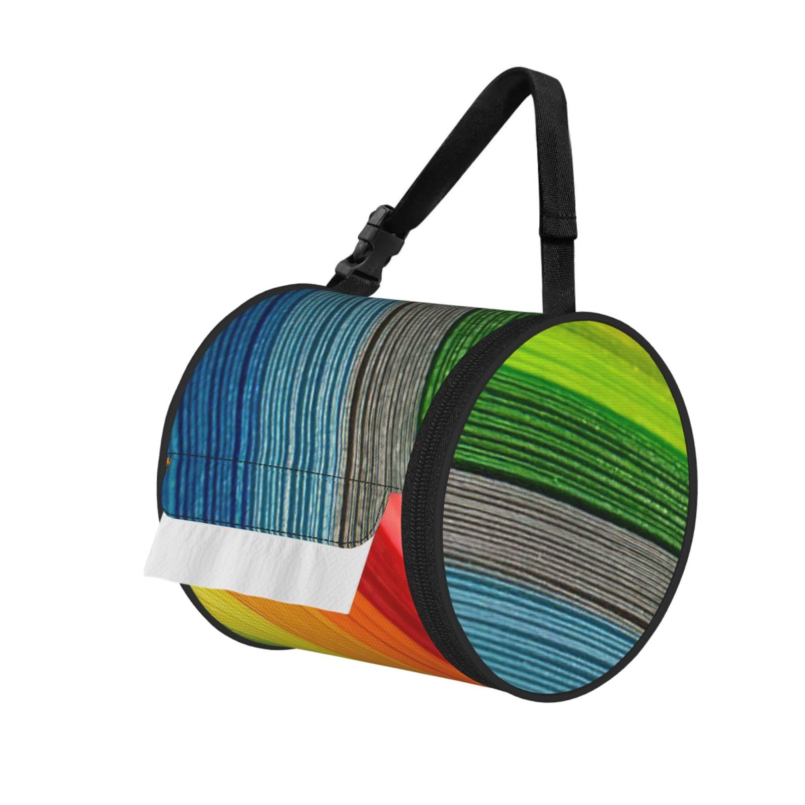 Rainbow Color stripe Print Cylindrical Tissue Holder Bathroom Car Home Office Kitchen Decor Versatile