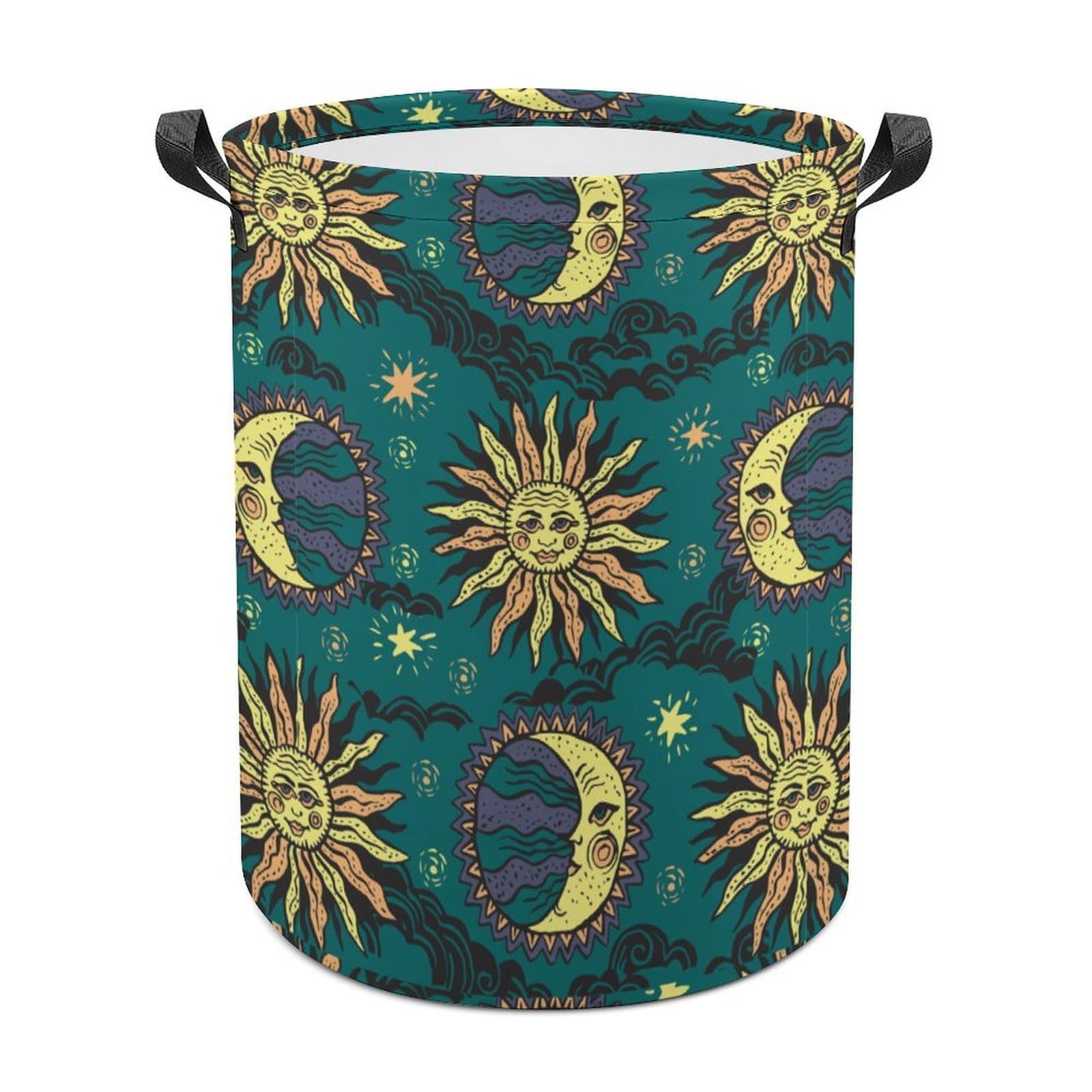 MHYRAC Laundry Hamper, Sun And Moon Laundry Basket, Washing Basket with Handle