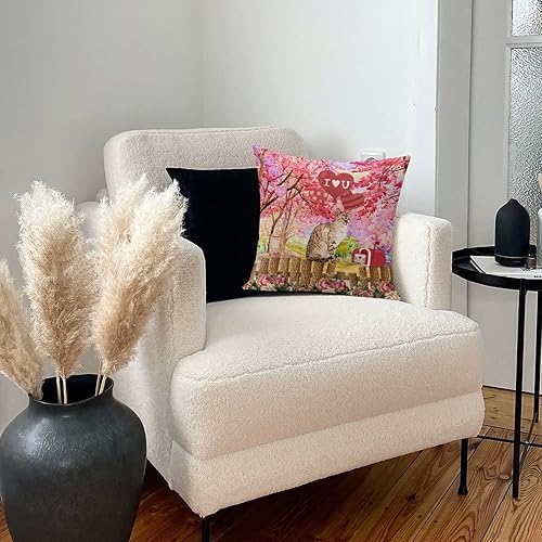 Miniatura 6 de Cojines Decorativos para Sala - Lindos gatos con amor corazón de corazón para valla, fundas de almohada decorativas para decoración del hogar, 18