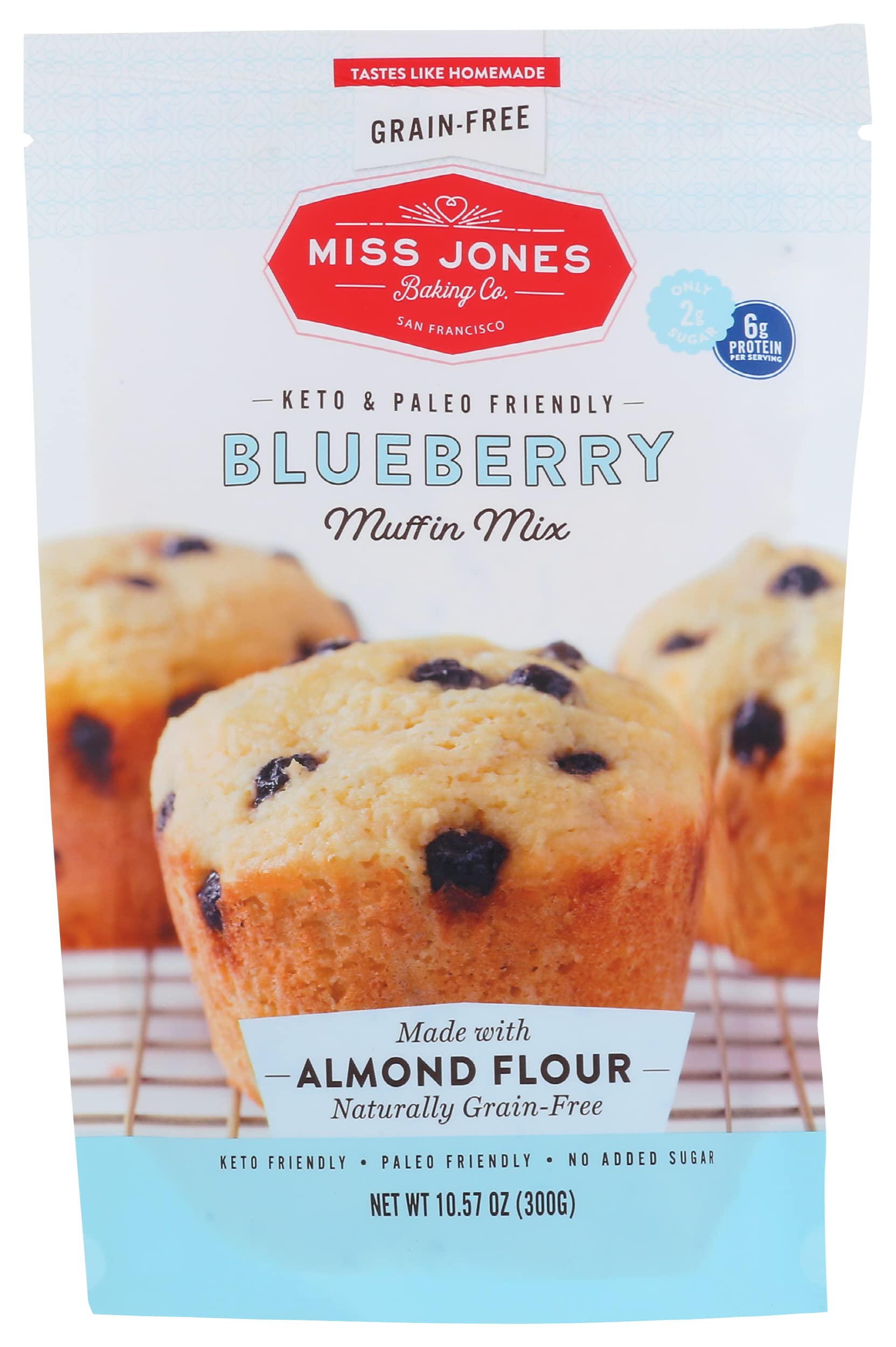 Miss Jones Baking Co Keto and Paleo Blueberry Muffin and Bread Mix, Gluten Free, Paleo Friendly, Keto Friendly, No Sugar Added, 10.57 Ounce (Pack of 6