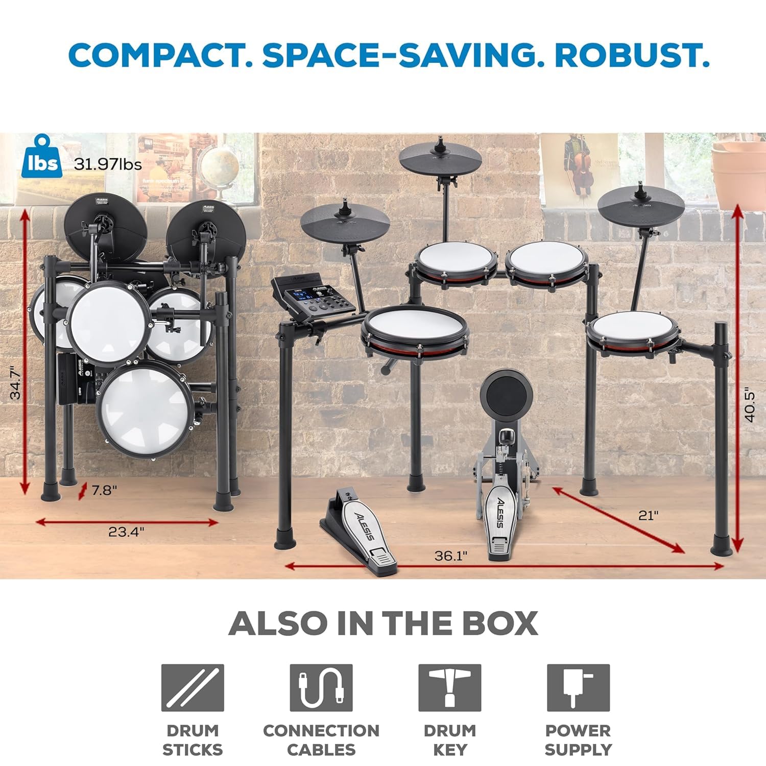 Alesis Nitro Max Kit Eight Piece Electronic Drum Kit with Mesh Heads, Bluetooth - Image 6 thumbnail