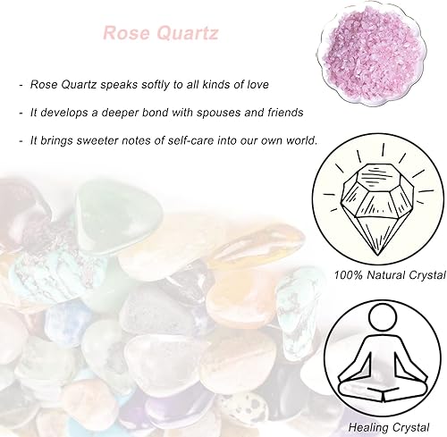 Miniatura 4 de Chips de cuarzo rosa natural, piedra de cristal triturado, 0.236 a 0.315 pulgadas pulidas curativas curativas para la fabricación de joyas de Reiki