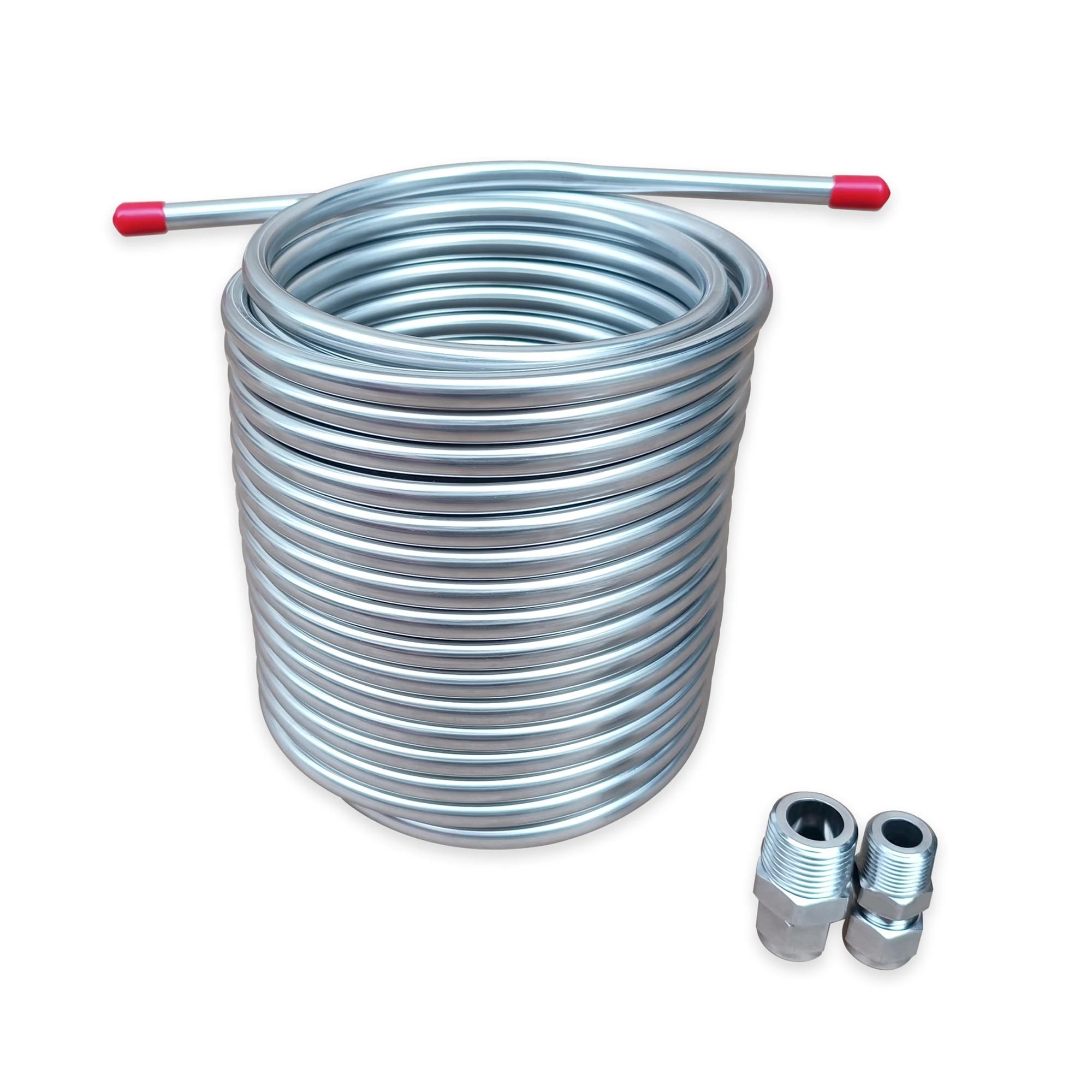 Enfriador de Mosto y Agua for Cerveza de Doble Capa, serpentín de enfriamiento de 14 m de Longitud, Acero Inoxidable 304 de Grado alimenticio, Conector de 3/8" y 1/2" Uso Multifuncional