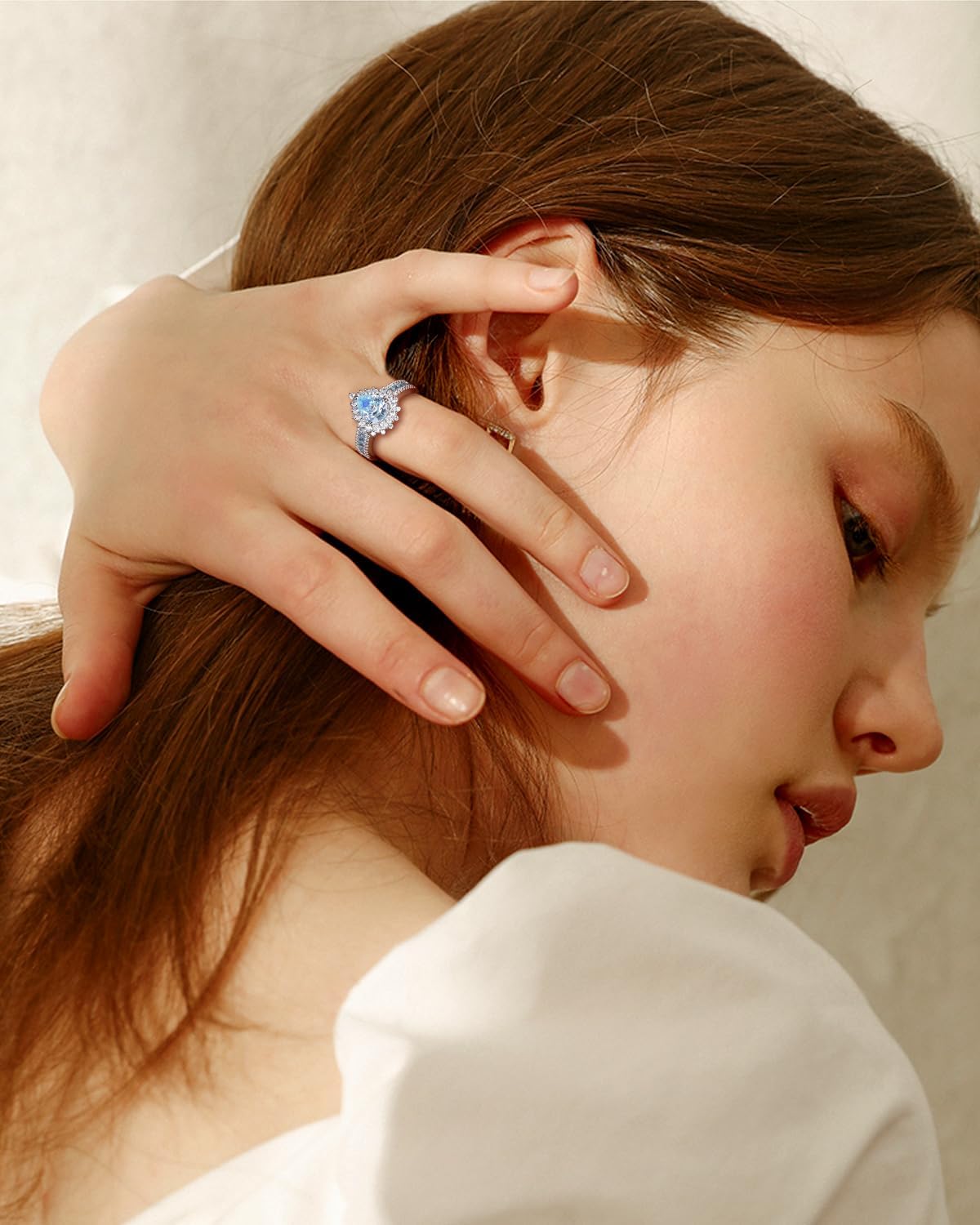 Heart/Teardrop‌ Shape Created Gemstone Anniversary Rings for Women