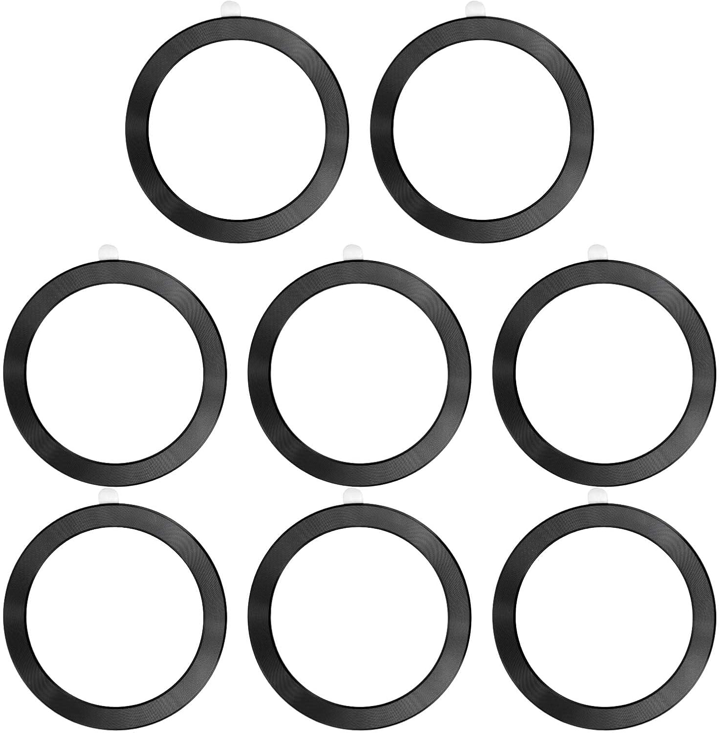 PATIKIL Universal CD Stripe Magnetic Adapter Ring, 8 Pcs Ultra-Thin Sticker Ring Adhesive Nickel-Iron Alloy for Phone Cases Holder Wireless Charging Car Mount Kit, Black