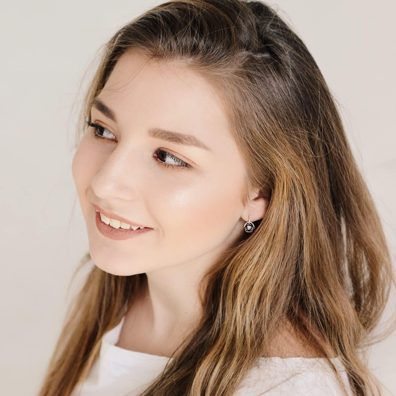 Starchenie Rose Leverback Earrings for Women 925 Sterling Silver Hypoallergenic Jewelry - Image 4