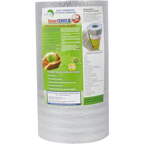 SmartSHIELD -5mm 24''X25ft Foam Core Reflective Insulation Roll, R-8 HVAC Duct Wrap Insulation - Pure Aluminum