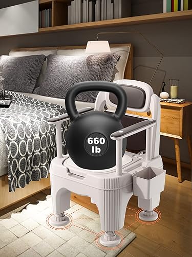 Miniatura 4 de BeeFly Ropa de noche móvil, inodoro de noche 3 en 1, silla de baño para adultos, silla de cómoda antivuelco, silla de baño para adultos mayores,