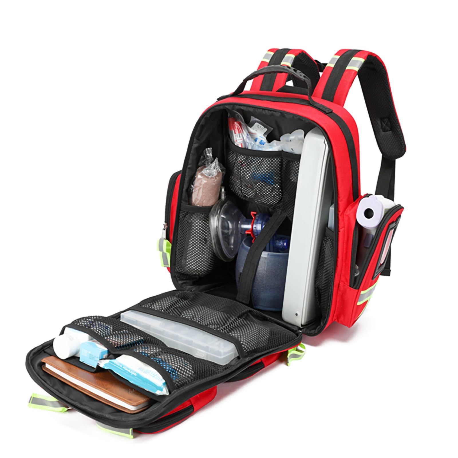 Zaino per traumi di emergenza, borsa di primo soccorso con riflettente, grande capacità, borsa medica di primo soccorso, per campeggio, ciclismo, gite, asilo nido