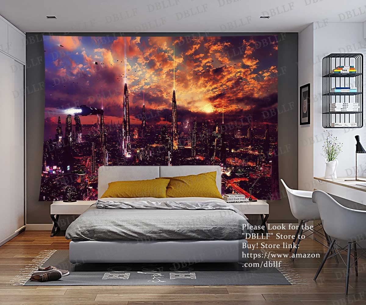 Amazon.com: DBLLF Punk Fantasy Cityscape Tapestry, Trippy