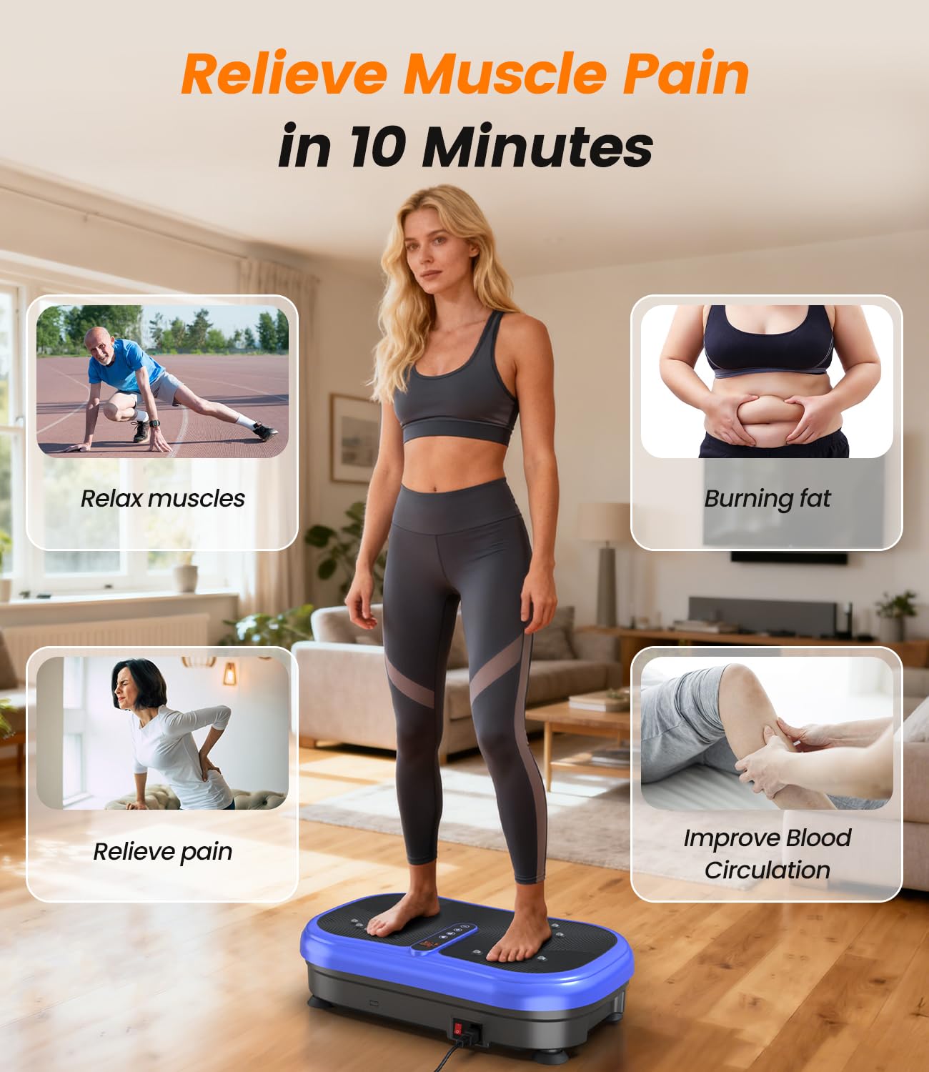 Plateforme Vibrante 200W, 120 Niveaux, Télécommande, Portée 120 kg - Plaque Vibrante Fitness pour Perte de Poids, Raffermissement Musculaire et Récupération - Idéal pour Maison