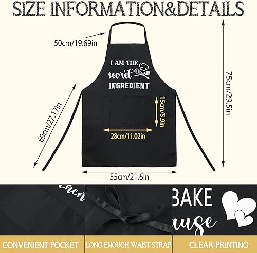 Miniatura 3 de Sliner 12 piezas divertidos delantales de cocina para hornear para mujeres con bolsillos citas divertidas delantales de cocina para mujer,