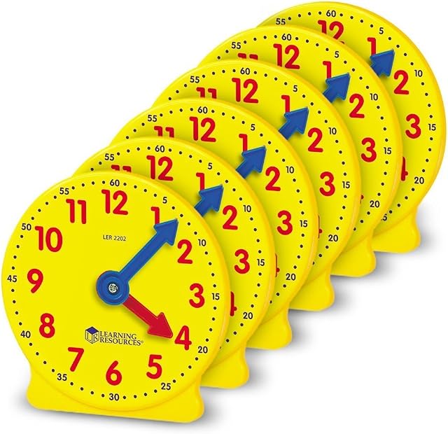 Learning Resources Ukierunkowany Mini-zegary 6-Kawałek Zestaw, 10 cm Rozmiar