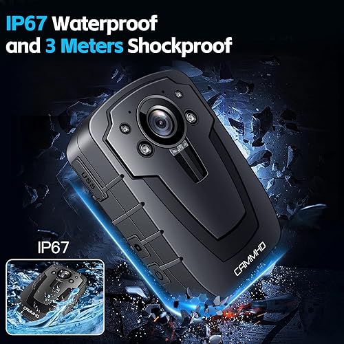 Miniatura 8 de CAMMHD Cámara corporal C8-64GB 2K1296P, grabación de video de 11 a 12 horas, cámara corporal de visión nocturna, cámara de cuerpo con cifrado de