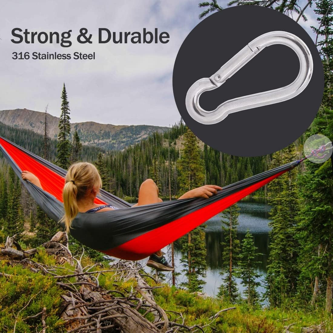 PROND Carabiner Clip, Heavy Duty Carabiner Clips, 316 Stainless Steel Carabiner Hooks, Multi-Purpose Spring Snap Hook - Image 7