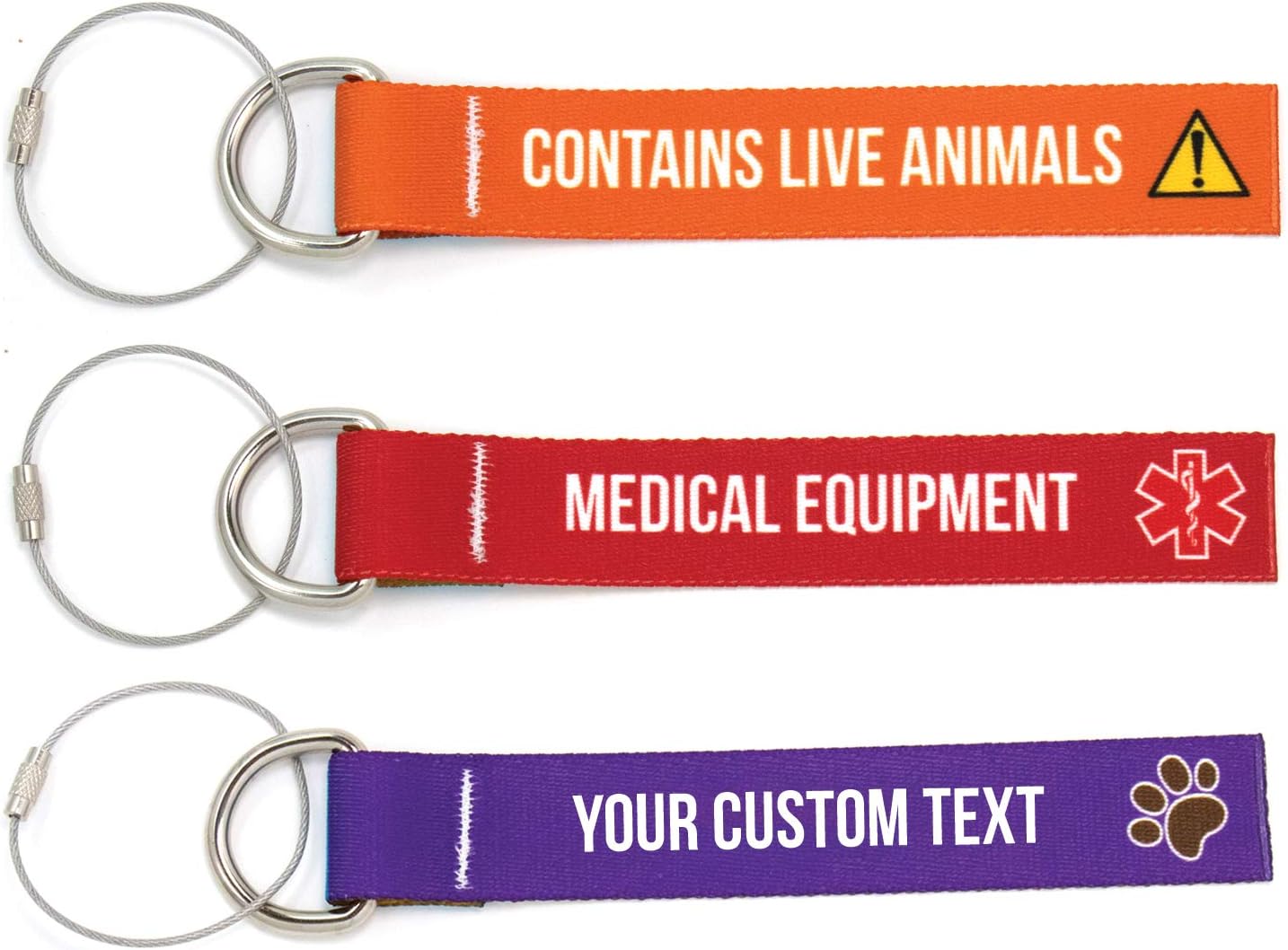 Buttonsmith Custom Luggage Tags - Set of 3 - Customize with Your Text - Designed, Printed, and Assembled in USA